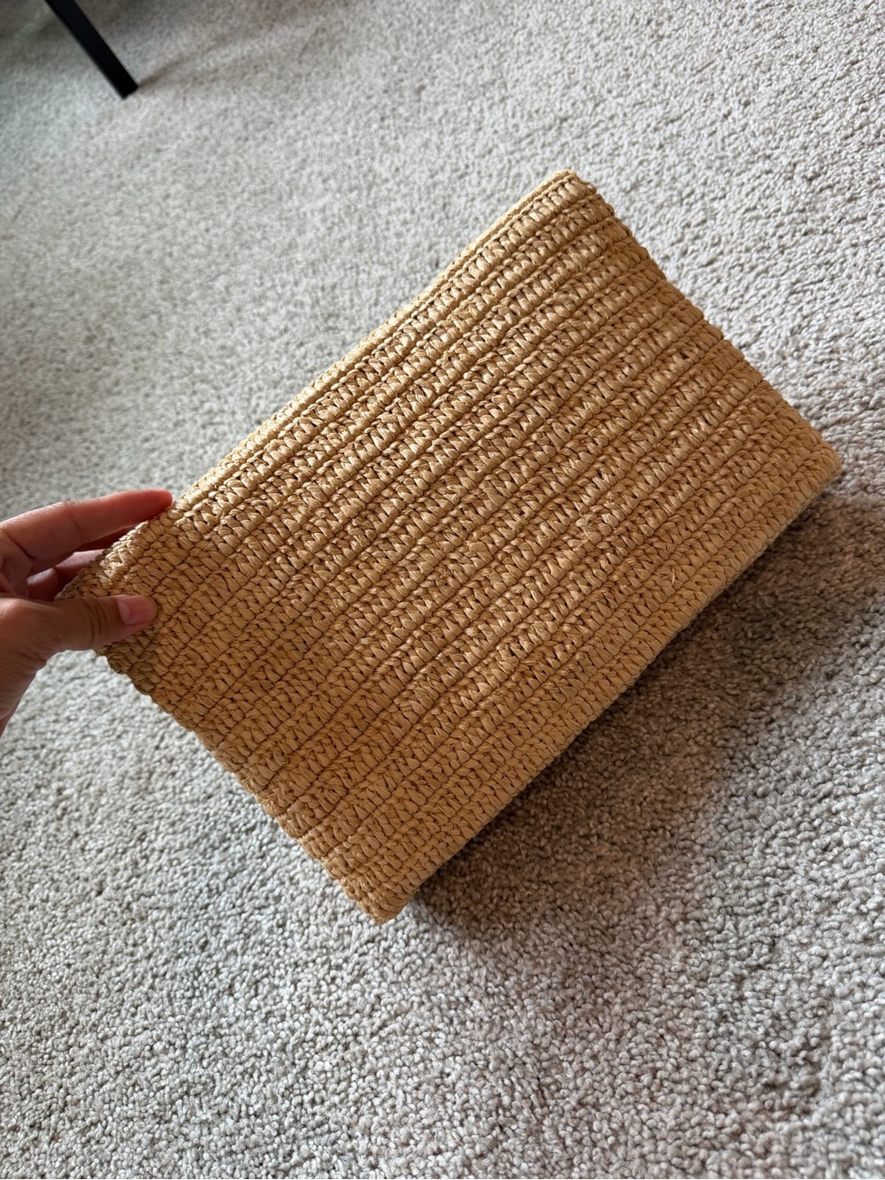 Saint Laurent Natural Raffia Envelope Clutch with Gold YSL Logo - Picture 3 of 11